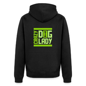 crazy dog lady Zitat - Unisex Premium Bio Zip Hoodie - Schwarz - Hinten - Nico (187cm)