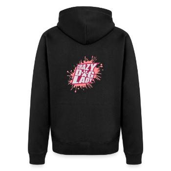 crazy dog lady Zitat - Unisex Premium Bio Zip Hoodie - Schwarz - Hinten - Nico (187cm)