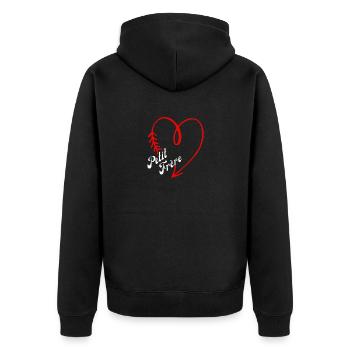 petit frère cœur - Veste à capuche bio Premium Unisexe - noir - Dos - Nico (187cm)