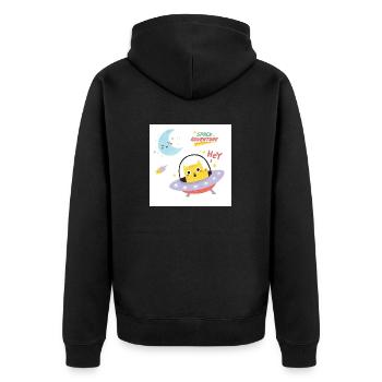 Weltraumkätzchen - Unisex Premium Bio Zip Hoodie - Schwarz - Hinten - Nico (187cm)