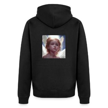 little girl angel 3 - Unisex Premium Organic Zip Hoodie - black - Back - Nico (187cm)
