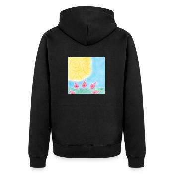 FIELD DAY - Unisex Premium Organic Zip Hoodie - black - Back - Nico (187cm)