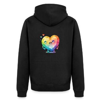 Cute heart shaped rainbow creature! - Unisex Premium Organic Zip Hoodie - black - Back - Nico (187cm)