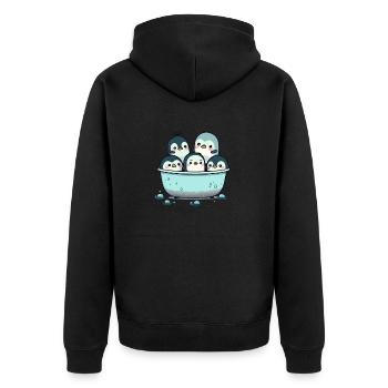 Niedliche Pinguine nehmen ein Bad! - Unisex Premium Bio Zip Hoodie - Schwarz - Hinten - Nico (187cm)