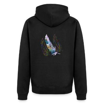Feder - Unisex Premium Bio Zip Hoodie - Schwarz - Hinten - Nico (187cm)