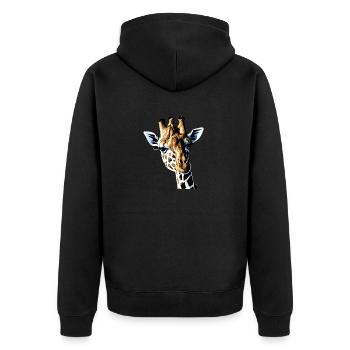 Giraffe1 - Unisex Premium Bio Zip Hoodie - Schwarz - Hinten - Nico (187cm)