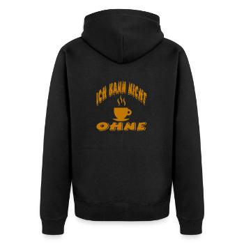 Kaffee - Unisex Premium Bio Zip Hoodie - Schwarz - Hinten - Nico (187cm)