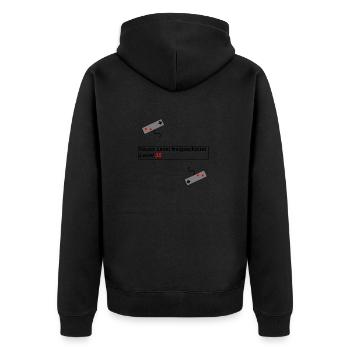 Geschenkidee Geschenk Level Up Gaming Geburtstag - Unisex Premium Bio Zip Hoodie - Schwarz - Hinten - Nico (187cm)