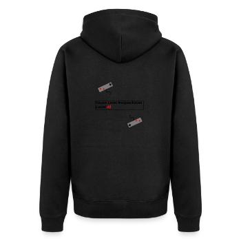 Geschenk Geburtstag Geschenkidee Gaming Level Up - Unisex Premium Bio Zip Hoodie - Schwarz - Hinten - Nico (187cm)