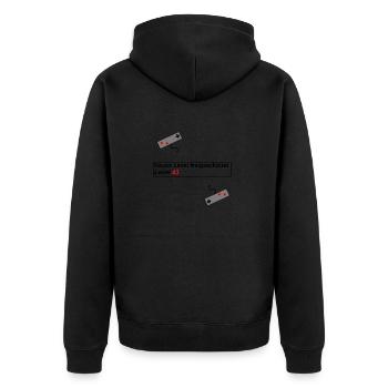 Geschenk Geschenkidee Level Up Gaming Geburtstag - Unisex Premium Bio Zip Hoodie - Schwarz - Hinten - Nico (187cm)