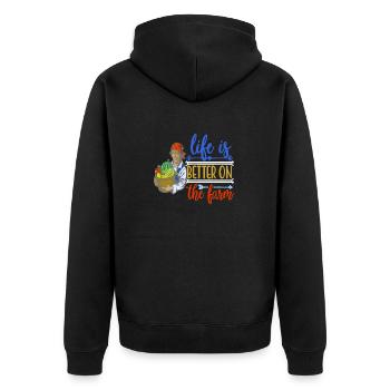 Life Is Better On The Farm Retro Farmer Designs - Unisex Premium Organic Zip Hoodie - black - Back - Nico (187cm)