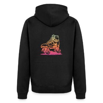Rollerblades Rollerblade Skates Rollschuhe Retro - Unisex Premium Bio Zip Hoodie - Schwarz - Hinten - Nico (187cm)