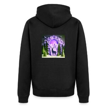 beautiful winter landscape, origami - Unisex Premium Bio Zip Hoodie - Schwarz - Hinten - Nico (187cm)
