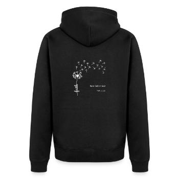 Glaube Löwenzahn Christliches Design Markus 11:22 - Unisex Premium Bio Zip Hoodie - Schwarz - Hinten - Nico (187cm)