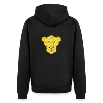 Panther des Lebens - Gr/E - Unisex Premium Bio Zip Hoodie - Schwarz - Hinten - Nico (187cm)