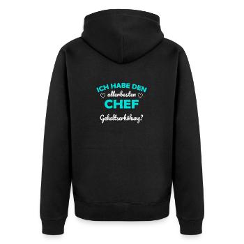 allerbester Chef Gehaltserhöhung schleimen lustig - Unisex Premium Bio Zip Hoodie - Schwarz - Hinten - Nico (187cm)