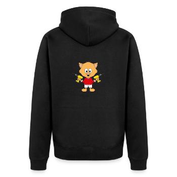 KATZE - KATER - BOHRER - HANDWERKER - TIER - Unisex Premium Bio Zip Hoodie - Schwarz - Hinten - Nico (187cm)