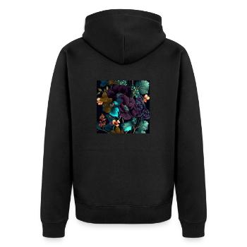 Floral Design 9 - Unisex Premium Bio Zip Hoodie - Schwarz - Hinten - Nico (187cm)
