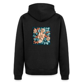 Floral Design 24 - Unisex Premium Bio Zip Hoodie - Schwarz - Hinten - Nico (187cm)