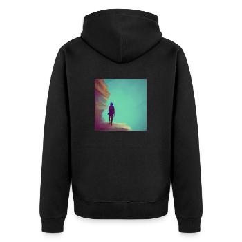 Wandern - Unisex Premium Bio Zip Hoodie - Schwarz - Hinten - Nico (187cm)