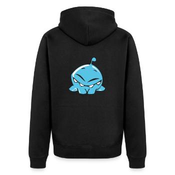 kleines Tropfen Monster - Unisex Premium Bio Zip Hoodie - Schwarz - Hinten - Nico (187cm)