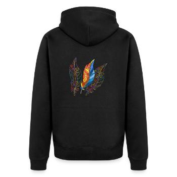 Feder - Unisex Premium Bio Zip Hoodie - Schwarz - Hinten - Nico (187cm)
