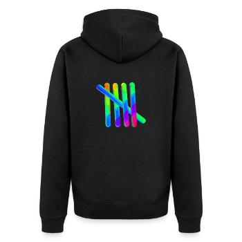 5 | Fünf Striche | Zählen | Symbol | Streifen - Unisex Premium Bio Zip Hoodie - Schwarz - Hinten - Nico (187cm)