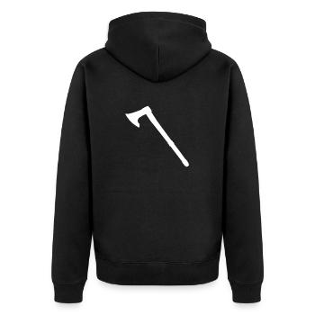 Axt | Wikinger | Holzfäller | Nordisch | Beil - Unisex Premium Bio Zip Hoodie - Schwarz - Hinten - Nico (187cm)