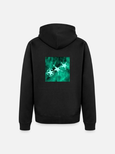 THREE BLUE STARS - Unisex Premium Organic Zip Hoodie - black