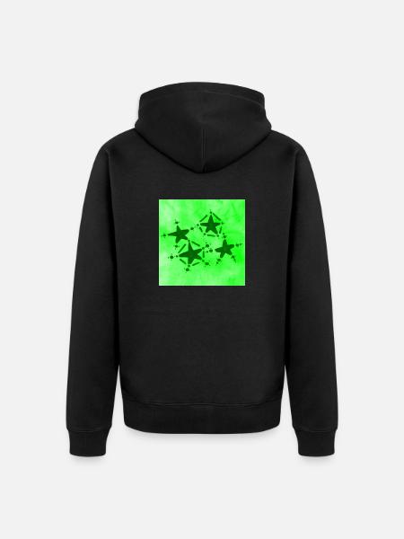 4 STARS SMILING GREEN - Unisex Premium Organic Zip Hoodie - black