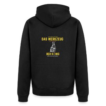 Cooles handwerker Motiv - Unisex Premium Bio Zip Hoodie - Schwarz - Hinten - Nico (187cm)