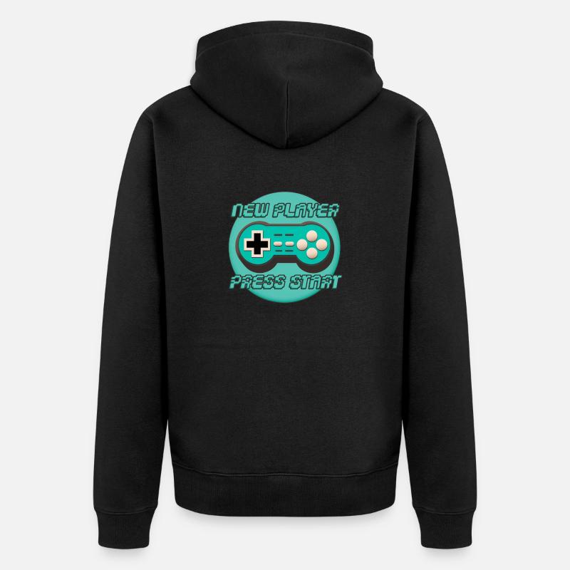 NEW PLAYER, PRESS START ! - Veste à capuche bio Premium Unisexe - noir