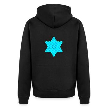 Sacred Star - Star of Life 02/Inv/Blue, - Unisex Premium Organic Zip Hoodie - black - Back - Nico (187cm)