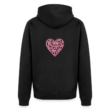 Heart - Unisex Premium Organic Zip Hoodie - black - Back - Nico (187cm)