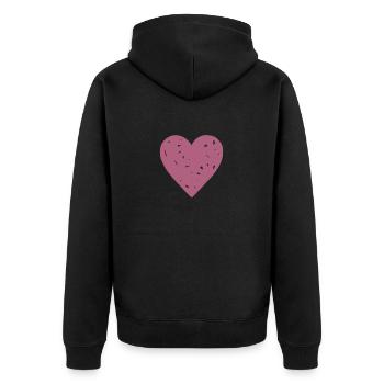 Herz - Unisex Premium Bio Zip Hoodie - Schwarz - Hinten - Nico (187cm)