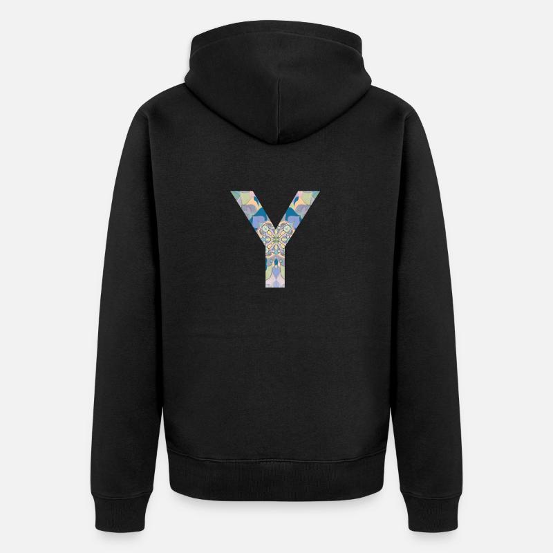 Lettre Y en mandala - Veste à capuche bio Premium Unisexe - noir