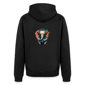 funkyphant - Unisex Premium Bio Zip Hoodie - Schwarz - Hinten - Nico (187cm)
