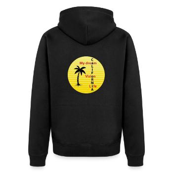 California - Unisex Premium Bio Zip Hoodie - Schwarz - Hinten - Nico (187cm)