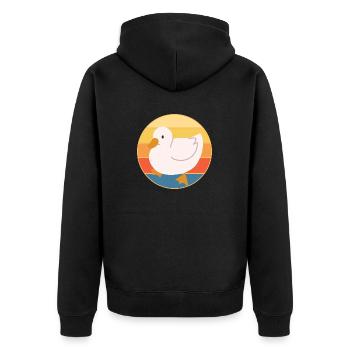 Mignon Canard Vintage Rétro Coucher de Soleil Animal Lover Design - Veste à capuche bio Premium Unisexe - noir - Dos - Nico (187cm)