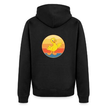 Niedliche Ente Vintage Retro Sonnenuntergang Tierliebhaber Design - Unisex Premium Bio Zip Hoodie - Schwarz - Hinten - Nico (187cm)