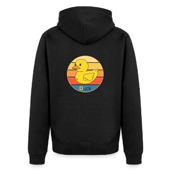 Niedliche Ente Vintage Retro Sonnenuntergang Tierliebhaber Design - Unisex Premium Bio Zip Hoodie - Schwarz - Hinten - Nico (187cm)