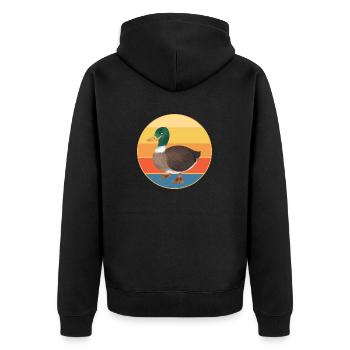 Niedliche Ente Vintage Retro Sonnenuntergang Tierliebhaber Design - Unisex Premium Bio Zip Hoodie - Schwarz - Hinten - Nico (187cm)