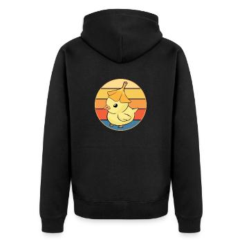 Niedliche Ente Vintage Retro Sonnenuntergang Tierliebhaber Design - Unisex Premium Bio Zip Hoodie - Schwarz - Hinten - Nico (187cm)