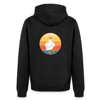 Niedliche Ente Vintage Retro Sonnenuntergang Tierliebhaber Design - Unisex Premium Bio Zip Hoodie - Schwarz - Hinten - Nico (187cm)
