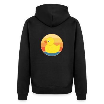 Niedliche Ente Vintage Retro Sonnenuntergang Tierliebhaber Design - Unisex Premium Bio Zip Hoodie - Schwarz - Hinten - Nico (187cm)