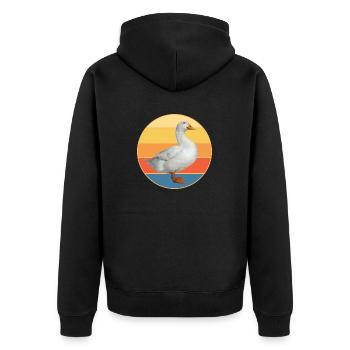 Niedliche Ente Vintage Retro Sonnenuntergang Tierliebhaber Design - Unisex Premium Bio Zip Hoodie - Schwarz - Hinten - Nico (187cm)
