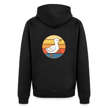 Niedliche Ente Vintage Retro Sonnenuntergang Tierliebhaber Design - Unisex Premium Bio Zip Hoodie - Schwarz - Hinten - Nico (187cm)