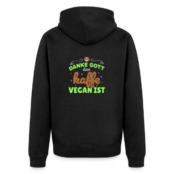 Kaffee Veganer Spruch T-shirt Koffein Geschenk - Unisex Premium Bio Zip Hoodie - Schwarz - Hinten - Nico (187cm)