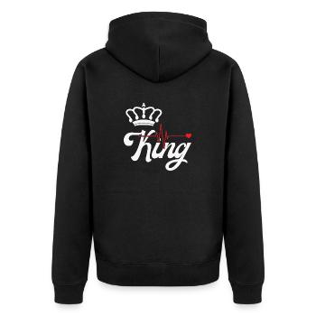 King, queen. Couple gift idea. Love. - Unisex Premium Organic Zip Hoodie - black - Back - Nico (187cm)