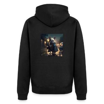 Eine Gangster-Bulldogge - Unisex Premium Bio Zip Hoodie - Schwarz - Hinten - Nico (187cm)